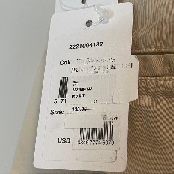 NN07 No Nationality Crown Khaki Beige Chino Shorts Mens Size 31 - Picture 6 of 8